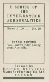 1935 United Services Interesting Personalities #20 Frank Arthur Back