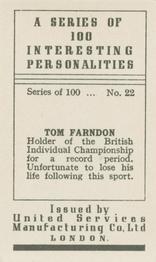 1935 United Services Interesting Personalities #22 Tom Farndon Back