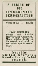 1935 United Services Interesting Personalities #39 Jack Petersen Back