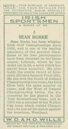 1936 Wills’s Irish Sportsmen #5 Sean Burke Back