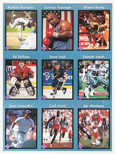 1991 Tuff Stuff Magazine - Panels #25-33 Ramon Martinez / George Foreman / Shawn Kemp / Ed Belfour / Brett Hull / Emmitt Smith / Juan Gonzalez / Carl Lewis / Joe Montana Front