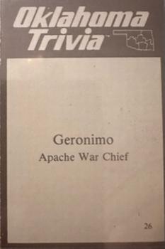 1985 Oklahoma Trivia #26 Geronimo Back