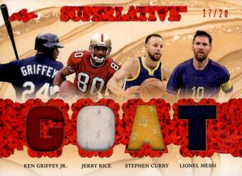 2023 Leaf Superlative Sports - The Goats Red Spectrum Holofoil #TG-3 Ken Griffey Jr. / Jerry Rice / Stephen Curry / Lionel Messi Front