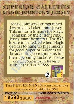 1992 Tabb Sports Card Shows #2 Magic Johnson Back