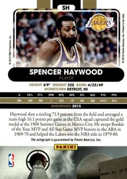 2016 Panini The National - Basketball Hall of Fame Autographs #SH Spencer Haywood Back