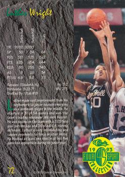 1993 Classic Four Sport #72 Luther Wright Back
