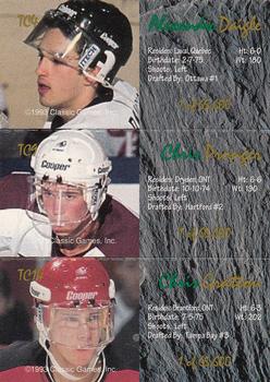 1993 Classic Four Sport - Tri-Cards #TC4 / 9 /14 Alexandre Daigle / Chris Pronger / Chris Gratton Back