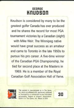 2011 In The Game Canadiana #30 George Knudson Back