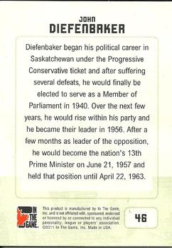 2011 In The Game Canadiana #46 John Diefenbaker Back