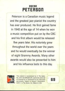 2011 In The Game Canadiana #69 Oscar Peterson Back