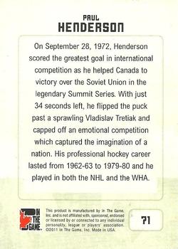 2011 In The Game Canadiana #71 Paul Henderson Back