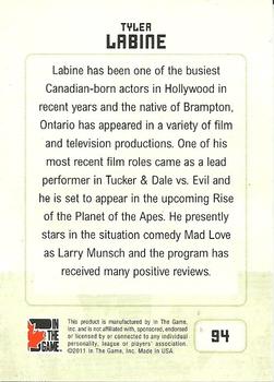 2011 In The Game Canadiana #94 Tyler Labine Back