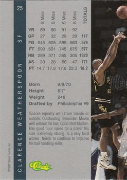 1992 Classic Four Sport - Gold #25 Clarence Weatherspoon Back
