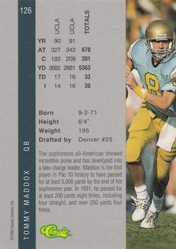 1992 Classic Four Sport - Gold #126 Tommy Maddox Back