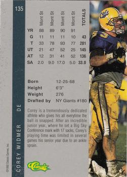1992 Classic Four Sport - Gold #135 Corey Widmer Back