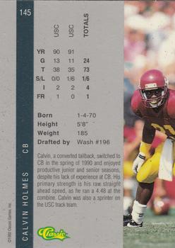 1992 Classic Four Sport - Gold #145 Calvin Holmes Back