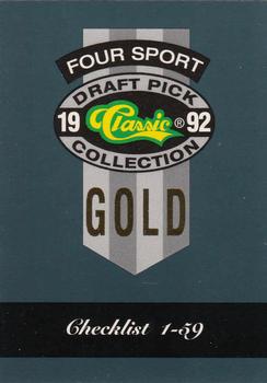 1992 Classic Four Sport - Gold #320 Checklist 1 Front