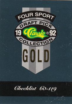 1992 Classic Four Sport - Gold #321 Checklist 2 Front