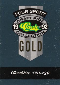 1992 Classic Four Sport - Gold #322 Checklist 3 Front