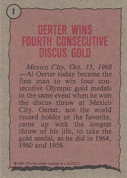 1983 Topps Greatest Olympians #1 Al Oerter Back