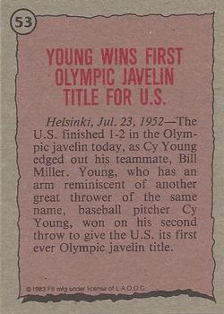 1983 Topps Greatest Olympians #53 Cy Young Back
