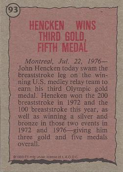 1983 Topps Greatest Olympians #93 John Hencken Back