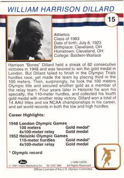 1991 Impel U.S. Olympic Hall of Fame #15 Harrison Dillard Back