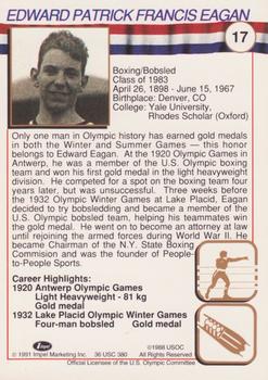 1991 Impel U.S. Olympic Hall of Fame #17 Eddie Eagan Back