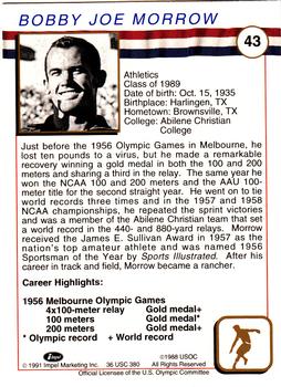 1991 Impel U.S. Olympic Hall of Fame #43 Bobby Joe Morrow Back