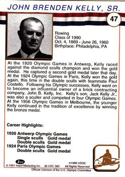 1991 Impel U.S. Olympic Hall of Fame #47 John Kelly Sr. Back