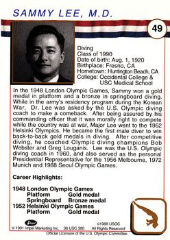 1991 Impel U.S. Olympic Hall of Fame #49 Sammy Lee Back