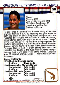 1991 Impel U.S. Olympic Hall of Fame #50 Greg Louganis Back
