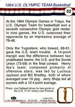 1991 Impel U.S. Olympic Hall of Fame #52 1964 US Olympic Basketball Team Back