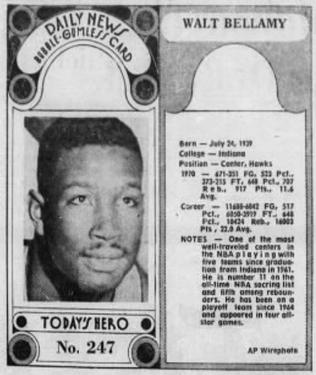 1970-71 Dayton Daily News (M137) #247 Walt Bellamy Front