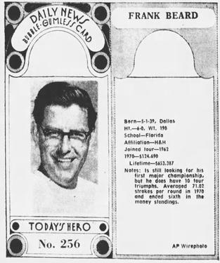 1970-71 Dayton Daily News (M137) #256 Frank Beard Front