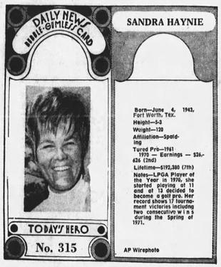 1970-71 Dayton Daily News (M137) #315 Sandra Haynie Front