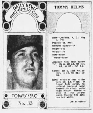 1970-71 Dayton Daily News (M137) #33 Tommy Helms Front