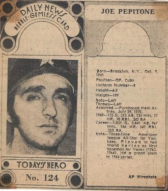 1970-71 Dayton Daily News (M137) #124 Joe Pepitone Front