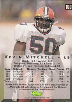 1994 Classic Four Sport #100 Kevin Mitchell Back