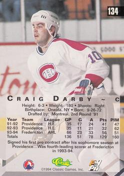 1994 Classic Four Sport #134 Craig Darby Back