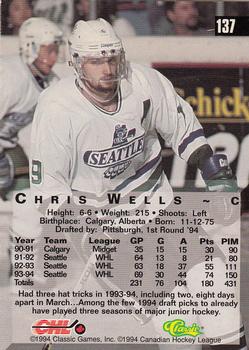 1994 Classic Four Sport #137 Chris Wells Back