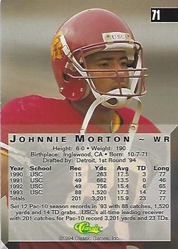 1994 Classic Four Sport #71 Johnnie Morton Back