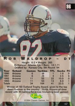 1994 Classic Four Sport #96 Rob Waldrop Back