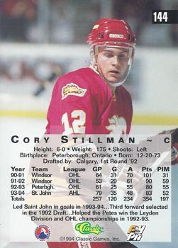 1994 Classic Four Sport #144 Cory Stillman Back