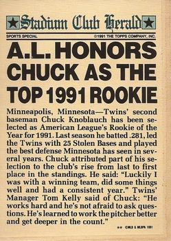 1991 Stadium Club Members Only #NNO Chuck Knoblauch Back