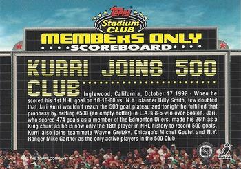 1992 Stadium Club Members Only #NNO Jari Kurri Back