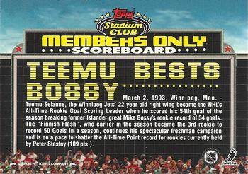 1992 Stadium Club Members Only #NNO Teemu Selanne Back