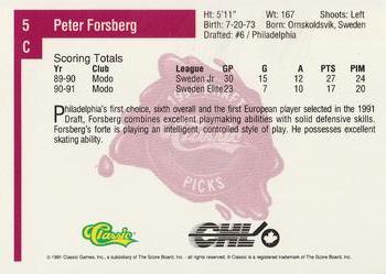 1991 Classic Four Sport #5 Peter Forsberg Back