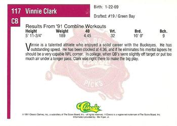1991 Classic Four Sport #117 Vinnie Clark Back