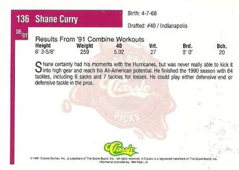 1991 Classic Four Sport #136 Shane Curry Back